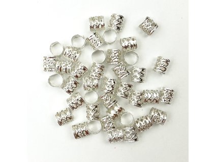 26962 koralky s upravitelnym prumerem stribrne otvor 10mm delka 10mm 42ks