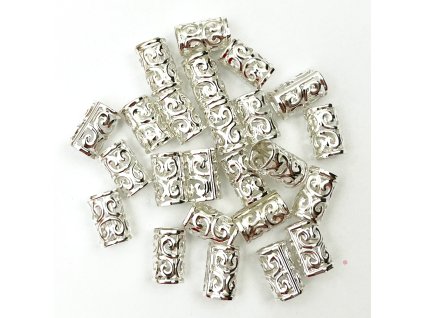 26965 koralky s upravitelnym prumerem stribrne otvor 10mm delka 15mm 24ks