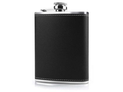 Placatka nerez 210 ml ekokůže černá