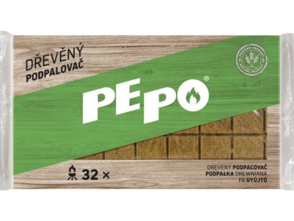 PE-PO dřevěný podpalovač, 32 podpalů, krabička
