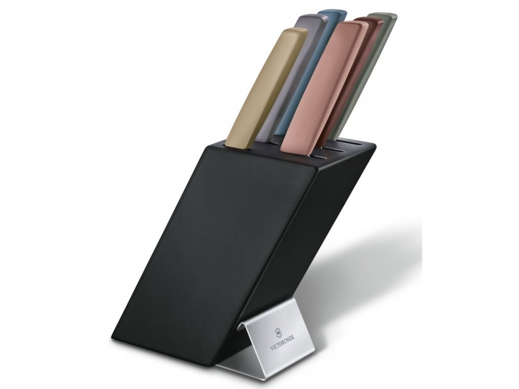 Victorinox Swiss Modern Blok s barevnými noži, 6 ks, černý