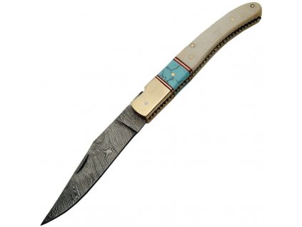 Damascus Bone Turquoise Folder