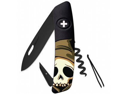 Swiza švýcarský nůž D01 Allblack Halloween Skull Head Black