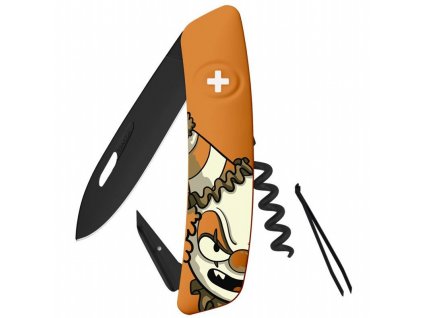 Swiza swiss folding knife D01 Allblack Halloween Clown Orange
