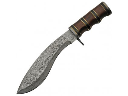 Damascus Kukri Bowie Rosewood