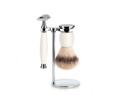 12075 muhle holici set silvertip fibre hladke rukojet porcelan