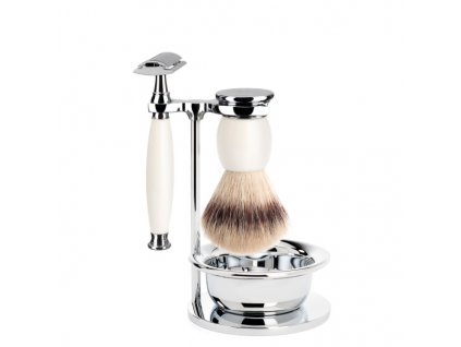 12108 muhle holici set silvertip fibre hladke rukojet porcelan