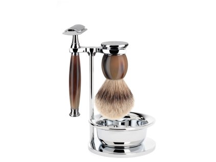 12006 muhle holici set silvertip jezevec hladka rukojet buvoli roh