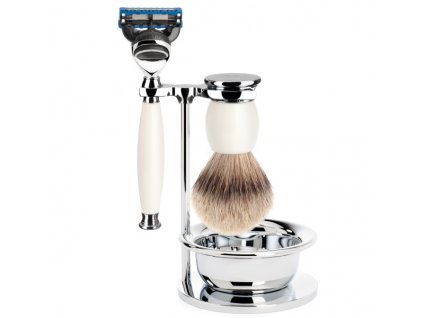 12135 muhle holici set silvertip jezevec fusion rukojet porcelan