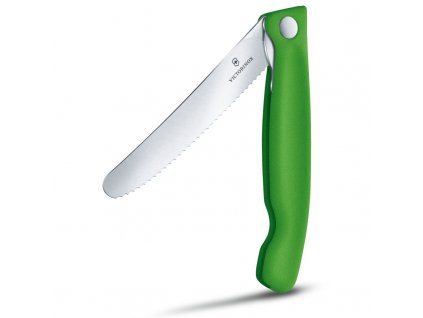 Victorinox Swiss Classic folding snacks knife, green, wave blade