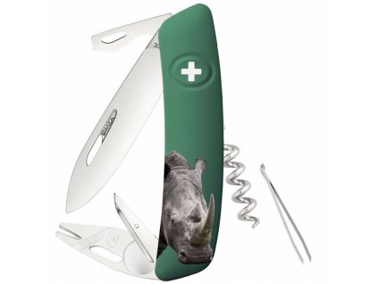 Swiza TT03 Tick Tool Wildlife Rhinoceros Green