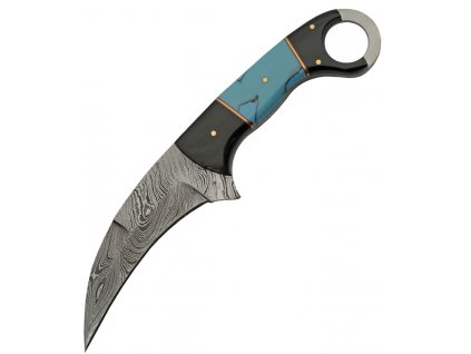 Damascus Horn Turquoise Karambit