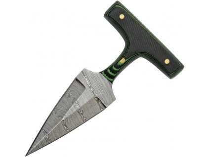 Damascus Push Dagger Micarta Green