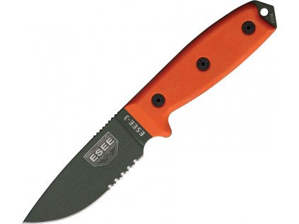 ESEE Serrated Green Model 3 orange G10 Sheath Black