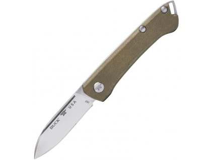 buck saunter drop point green micarta