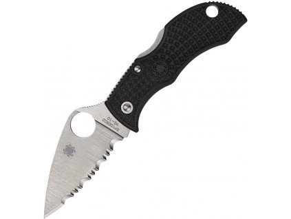 Spyderco Manbug Black Lightweight Leaf SerratedEdge CMBKLFS