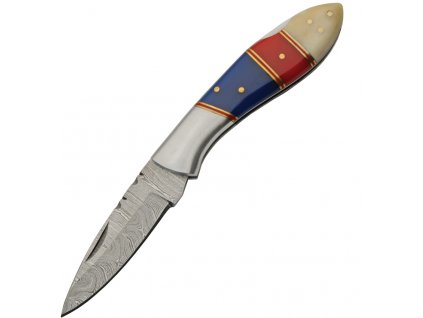 Damascus Lockback Red Blue White