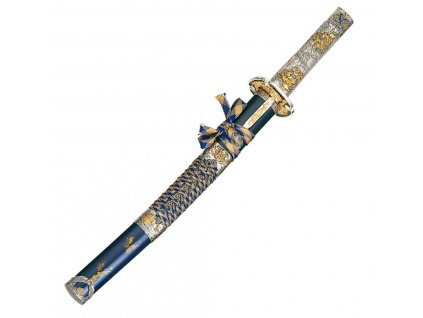 0102073 gladius replica wakizashi manico argento nero decorato 2