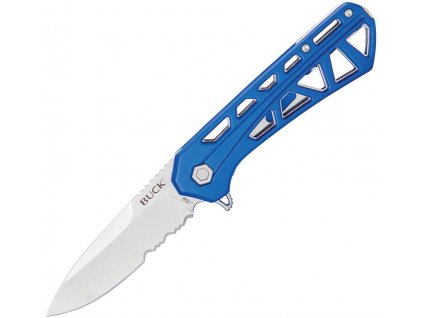 buck trace stonewash serrated blue aluminum