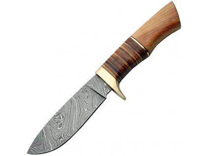 Damascus Hunter Wood/Leather Handle