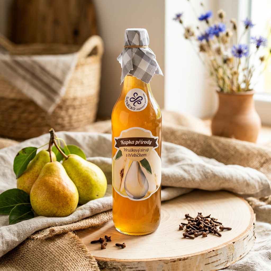 Kapka Přírody Hruškový sirup s hřebíčkem Objem láhve: 0,5 l