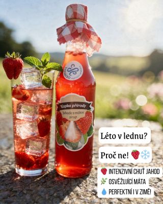 Venku zima, ale my sníme o létě! ☀️ Jahodový sirup s mátou vás přenese rovnou na zahradu plnou zralých jahod Zimní tip:...