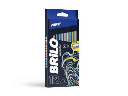 Pastelky MFP Brilo 12ks metalické triangular s ořezávátkem