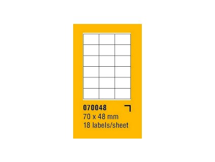 Etikety na archu A4 Sorex 70x48mm