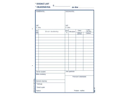 Dodací list A5 objednávka samopropisovací, MSK 17