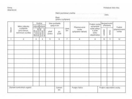 Záznam o provozu vozidla osobní dopravy, MSK 322
