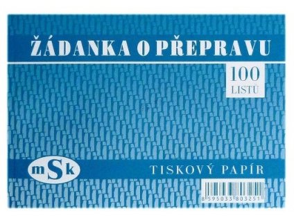 Žádanka o přepravu A6, MSK 325