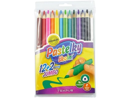 Pastelky Tempus trojhranné 12 + 2 barvy, JUMBO