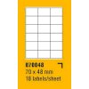 Etikety na archu A4 Sorex 70x48mm