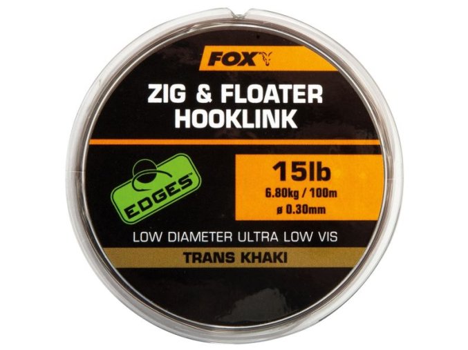 fox edges zig floater hooklink trans khaki 100 m