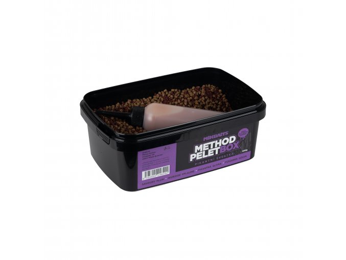 Mikbaits Method pelet box 400g + 120ml Activator - Pikantní švestka