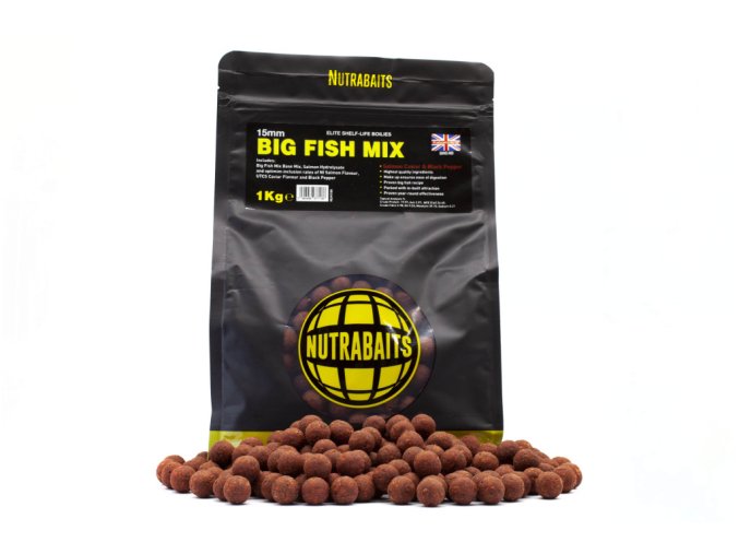 Nutrabaits trvanlivé boilie 1kg - Big Fish Mix (Salmon Caviar Black Pepper) 18mm