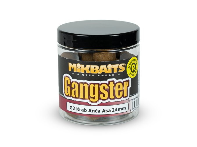 Mikbaits Gangster boilie rozpustné 250ml - G2 Krab Ančovička Asa 24mm