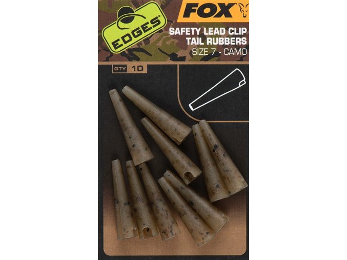 fox prevleky edges camo safety lead clip tail rubbers 10 ks velikost 7