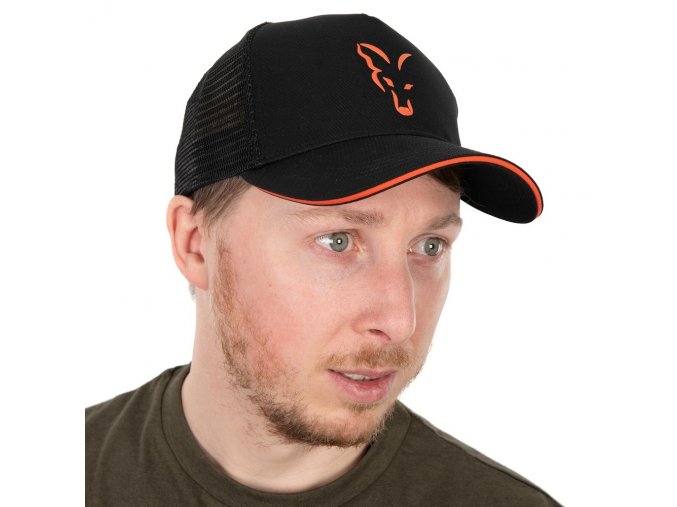 fox ksiltovka collection trucker cap black orange