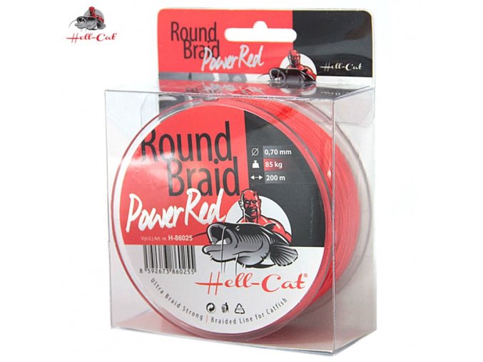 Hell-Cat Splétaná šňůra Round Braid Power Red 200m