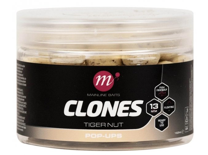mainline plovouci boilies clones pop ups 13 mm 150 ml tiger nut