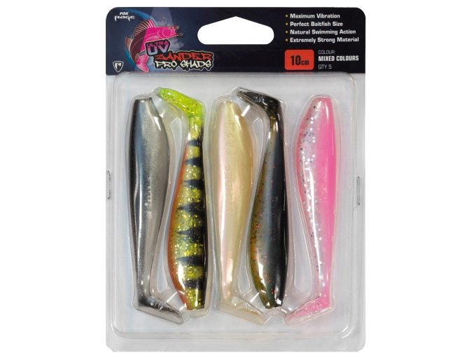 fox rage gumova nastraha zander pro shad uv mixed colour packs 5 ks