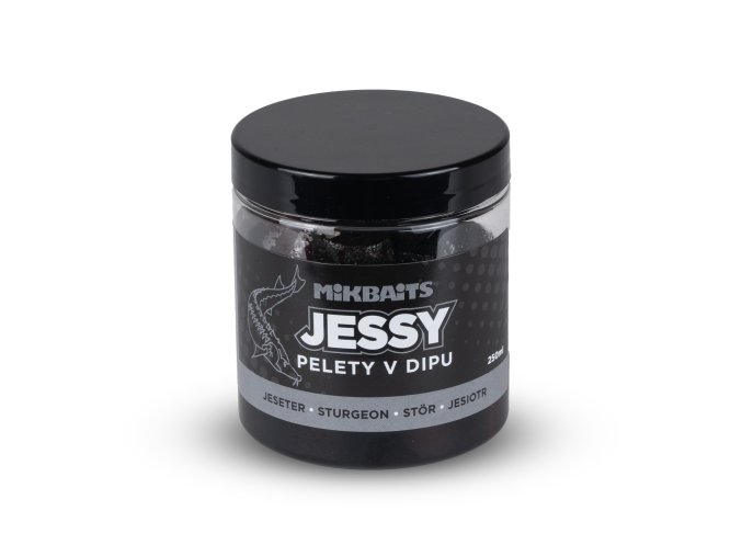 Mikbaits Jessy jeseter řada - Jessy 20mm pelety v dipu 250ml