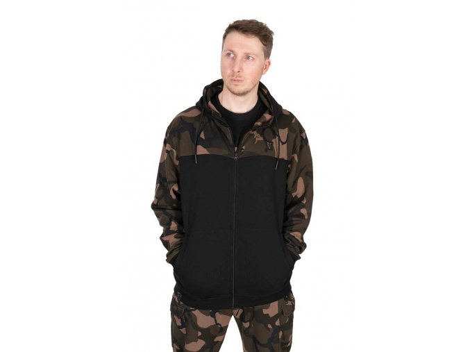 fox mikina lw black camo split zip hoody
