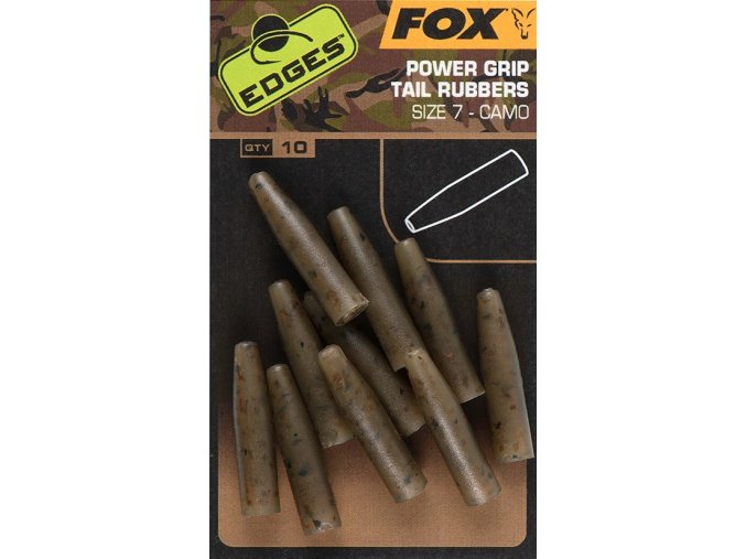 fox prevleky edges camo powergrip tail rubbers 10 ks velikost 7