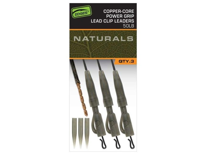 fox montaz edges naturals copper core power grip lead clip leaders 3 ks