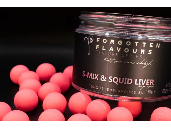 FORGOTTEN FLAVOURS PLOVOUCÍ BOILIE S-MIX & SQUID LIVER POP-UPS - KURT VAN CAUWENBERGH - FEATURE SERIES 15 mm