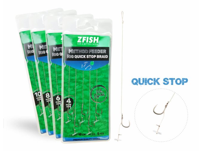 ZFISH Návazec Method Feeder Rig Quick Stop Braid 5 ks
