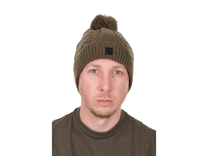 fox cepice khaki knitted bobble