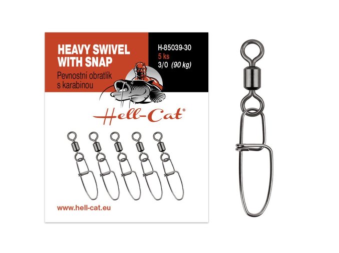 Hell-Cat Pevnostní obratlík s karabinou Heavy Swivel with Snap 5ks (Varianta vel.4/0 (120kg))